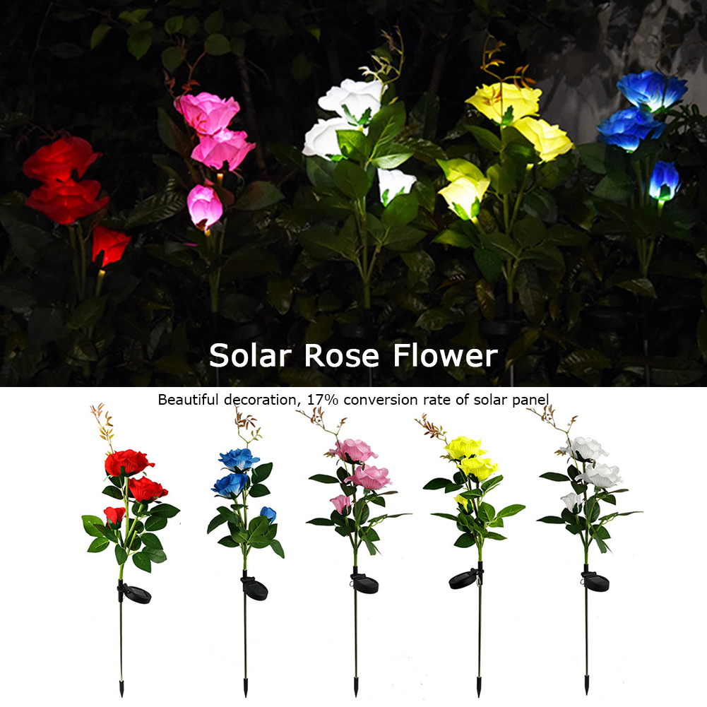 3LED 태양 장미 꽃 빛 방수 정원 조경 램프 야외 잔디 램프 홈 장식 꽃 야간 조명